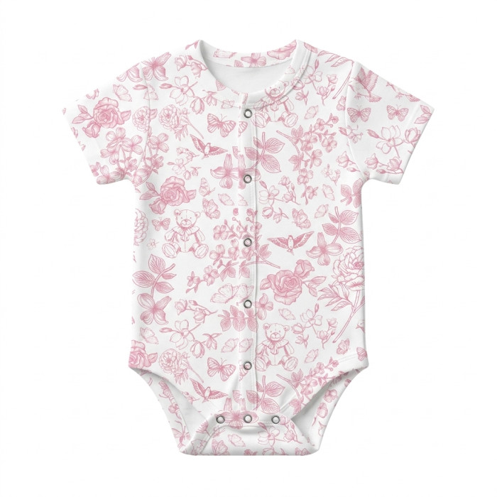 Боді Передня застібка з коротким рукавом для немовлят BSHL009  CHLOE PINK