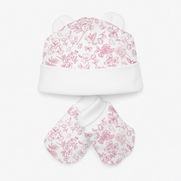 Комплект: шапочка та царапки Set010 CHLOE PINK