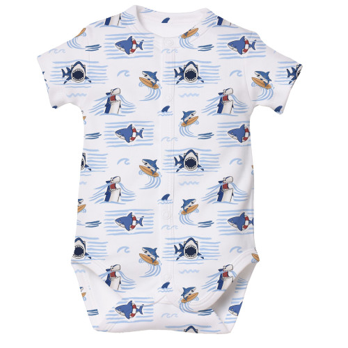 Боди Передняя застежка с коротким рукавом для малышей BSHL009  Shark