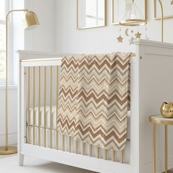 Двошарова дитяча ковдра BL001  ZIG ZAG BROWN