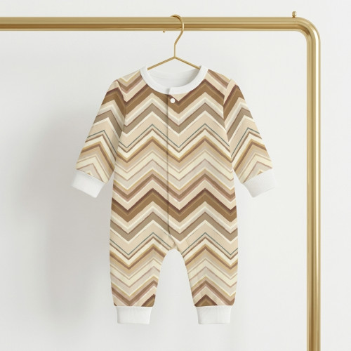 Ромпер с длинным рукавом K060 ZIG ZAG BROWN