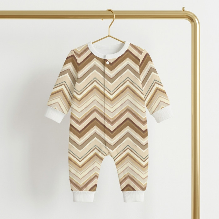 Ромпер з довгим рукавом K060 ZIG ZAG BROWN