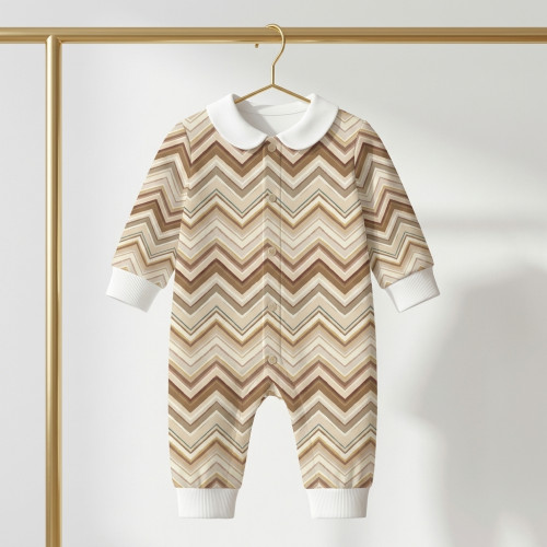 Ромпер с длинным рукавом и воротником K060CL ZIG ZAG BROWN