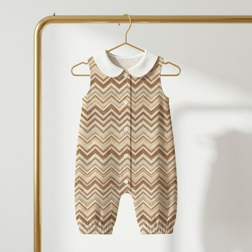 Довгий пісочник з рукавами i комерцем з бавовни Supima R009CL ZIG ZAG BROWN