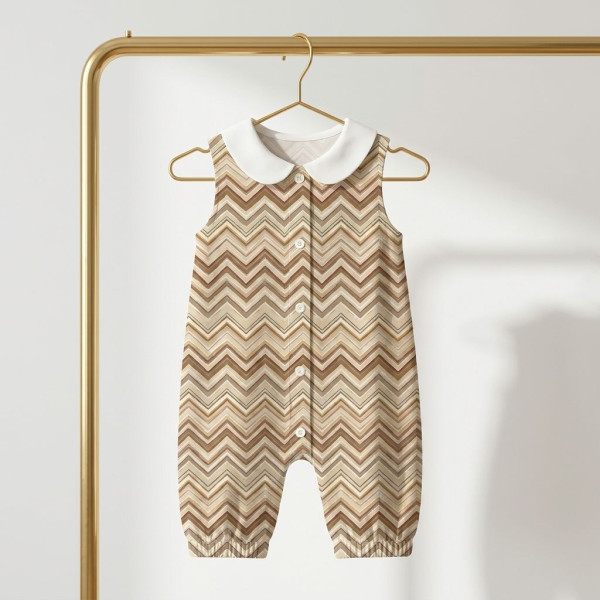 Длинный песочник с рукавами и воротником Supima R009CL ZIG ZAG BROWN