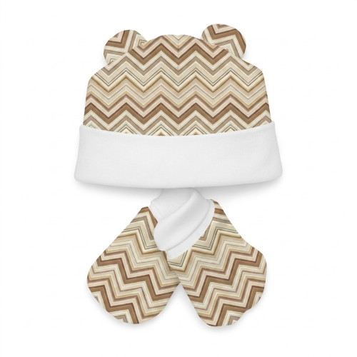 Комплект: шапочка та царапки Set010 ZIG ZAG BROWN