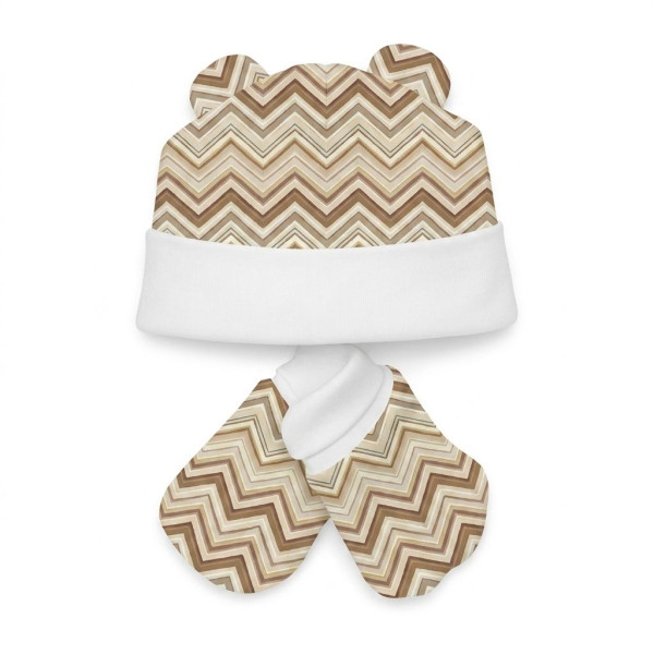 Комплект: шапочка та царапки Set010 ZIG ZAG BROWN