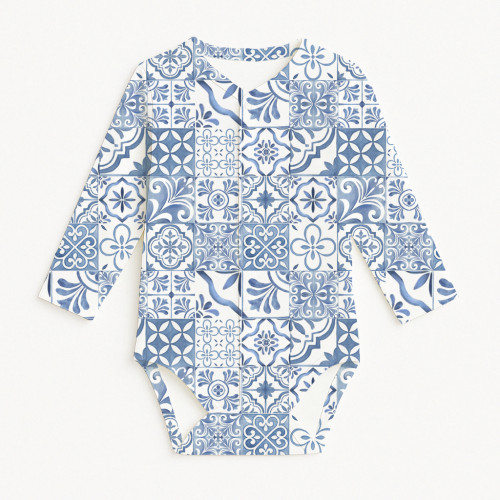Боді Передня застібка з довгим рукавом для немовлят BLS005  AMALFI BLUE