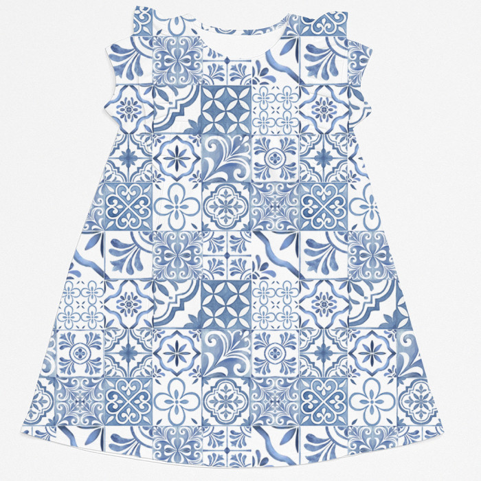 Сукня  з коротким рукавом і оборкою з бавовни Supima DR018 AMALFI BLUE