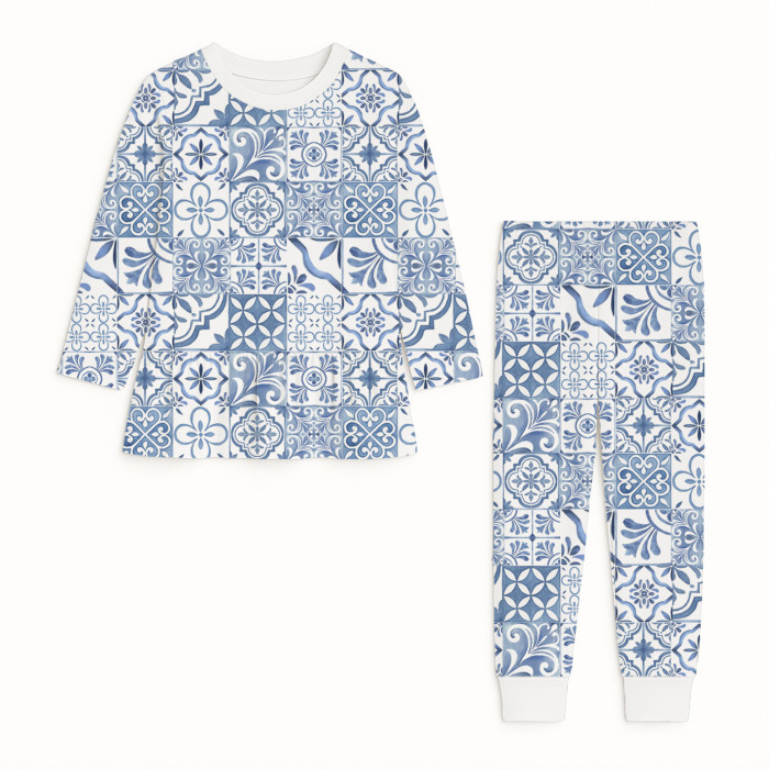 Пижама для девочек из хлопка Supima с длинным рукавом — модель PJ009 AMALFI BLUE