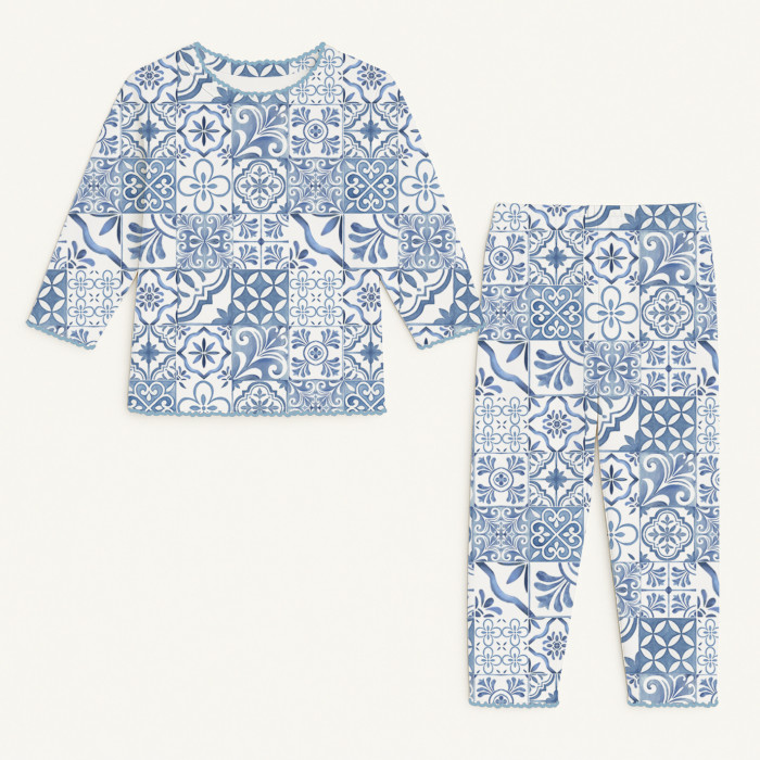 Дитяча піжама з довгим рукавом з 100% pima котона PJ025 AMALFI BLUE