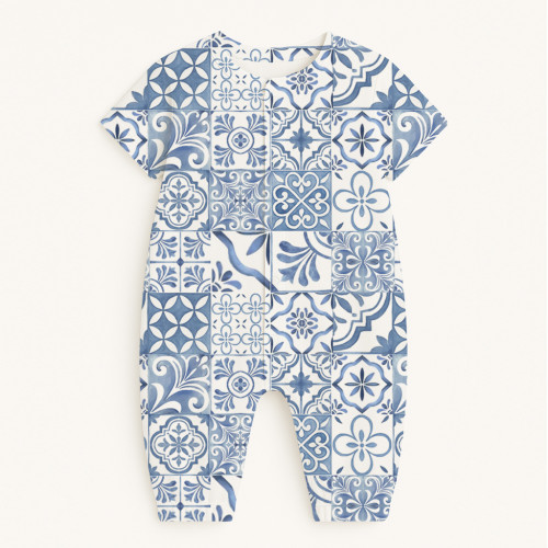 Длинный песочник с рукавами из хлопка Supima R017 AMALFI BLUE