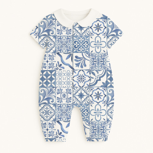 Длинный песочник с рукавами и воротником из хлопка Supima R017CL AMALFI BLUE