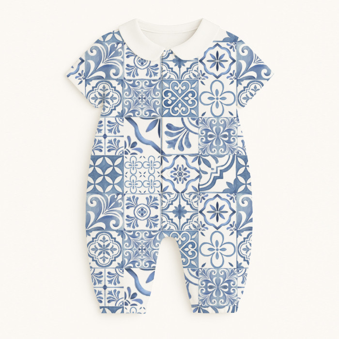 Довгий пісочник із рукавами з бавовни з комiрцем Supima R017CL AMALFI BLUE