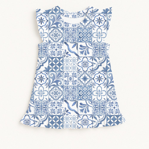 Футболка без рукавов с рюшами для девочек TSH003 AMALFI BLUE