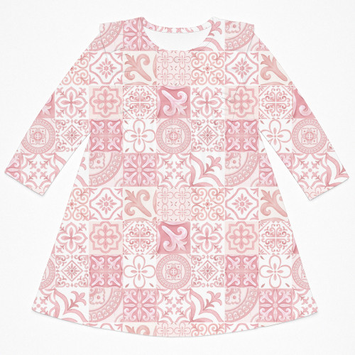 Очаровательное платье для сна с рюшами и длинным рукавом – DR016 AMALFI PINK