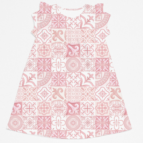 Платье с коротким рукавом и оборкой из хлопка Supima DR018 AMALFI PINK