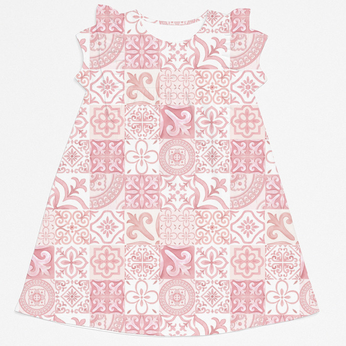 Сукня  з коротким рукавом і оборкою з бавовни Supima DR018 AMALFI PINK