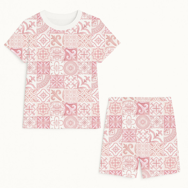 Комфортний комплект із органічного піма котону з коротким рукавом PJ005 AMALFI PINK