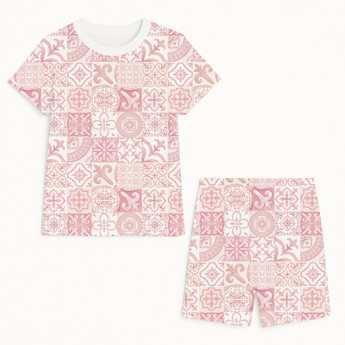 Комфортний комплект із органічного піма котону з коротким рукавом PJ005 AMALFI PINK
