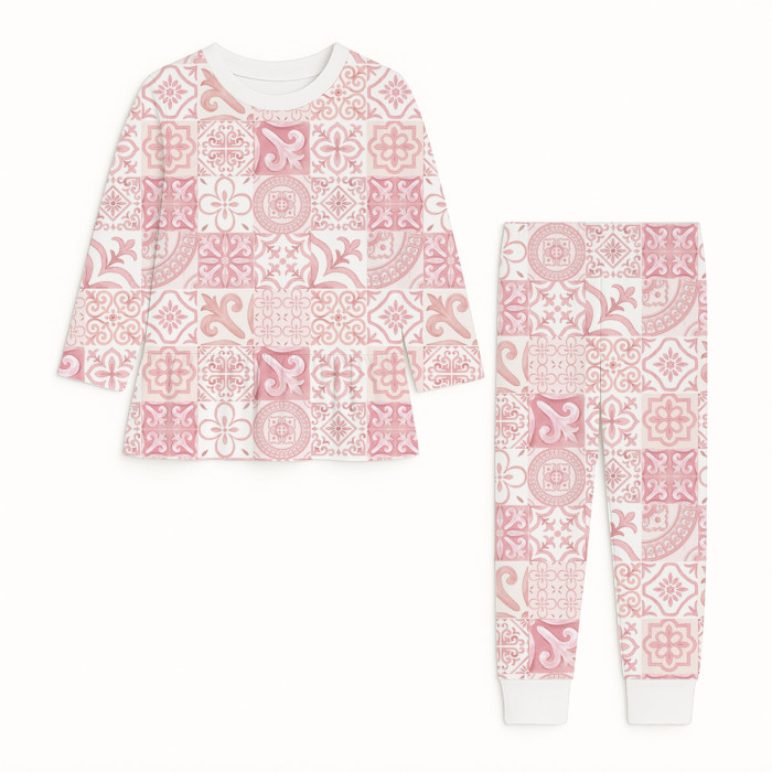 Пижама для девочек из хлопка Supima с длинным рукавом — модель PJ009 AMALFI PINK