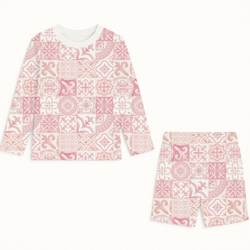Комплект топ и шорты с принтом из хлопка Supima PJ010 AMALFI PINK