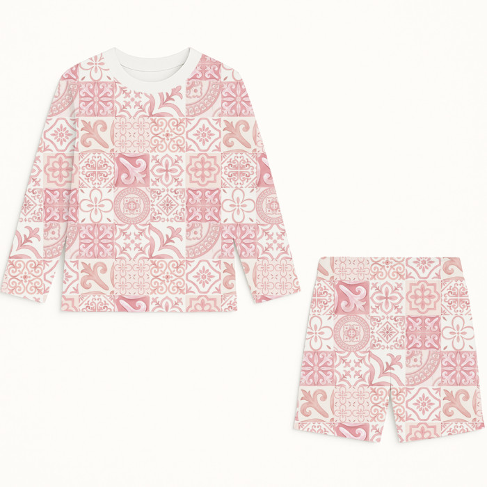 Комплект з топом і шортами з принтом із бавовни Supima – PJ010 AMALFI PINK