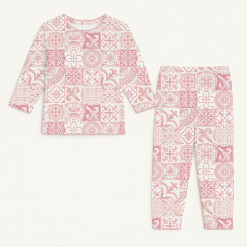 Дитяча піжама з довгим рукавом з 100% pima котона PJ025 AMALFI PINK