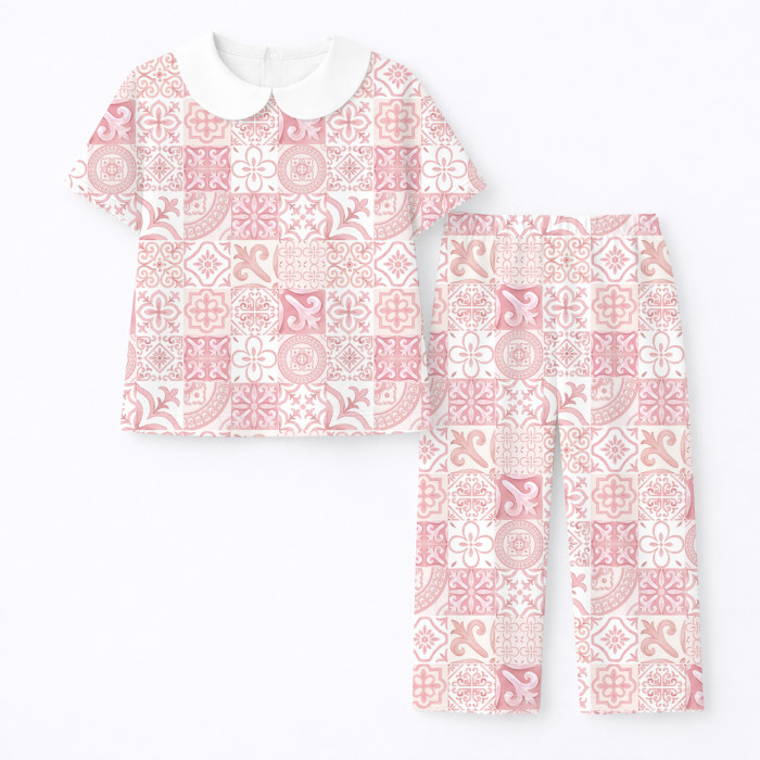 Дитяча піжама з комірцем 100% pima котона PJ021 AMALFI PINK