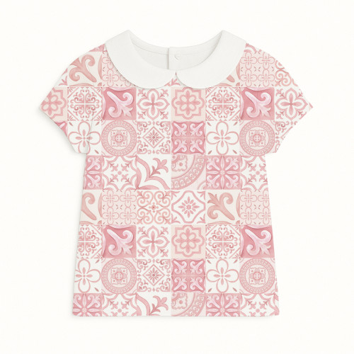 Футболка с коротким рукавом для мальчиков и девочек с воротником TSH001CL AMALFI PINK