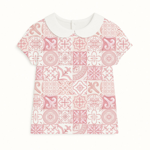 Футболка с коротким рукавом для мальчиков и девочек с воротником TSH001CL AMALFI PINK