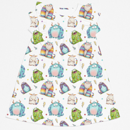 Платье с коротким рукавом и оборкой из хлопка Supima DR018 BOO