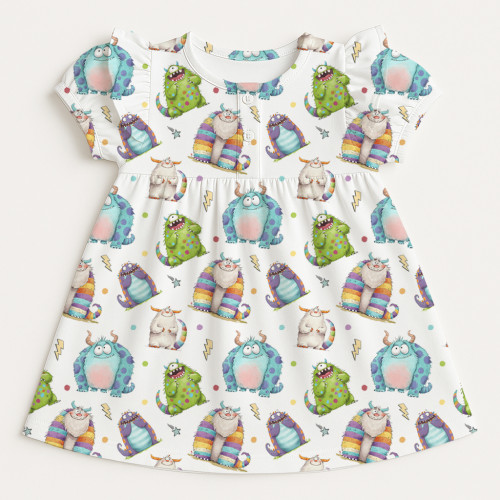 Платье с коротким рукавом и оборкой из хлопка Supima DR019 BOO