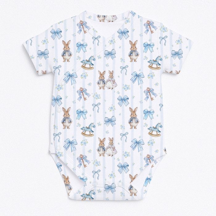Боді Kimono з кортким рукавом для немовлят BSHL004  LULU BLUE