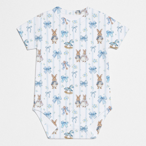 Боді Передня застібка з коротким рукавом для немовлят BSHL009  LULU BLUE