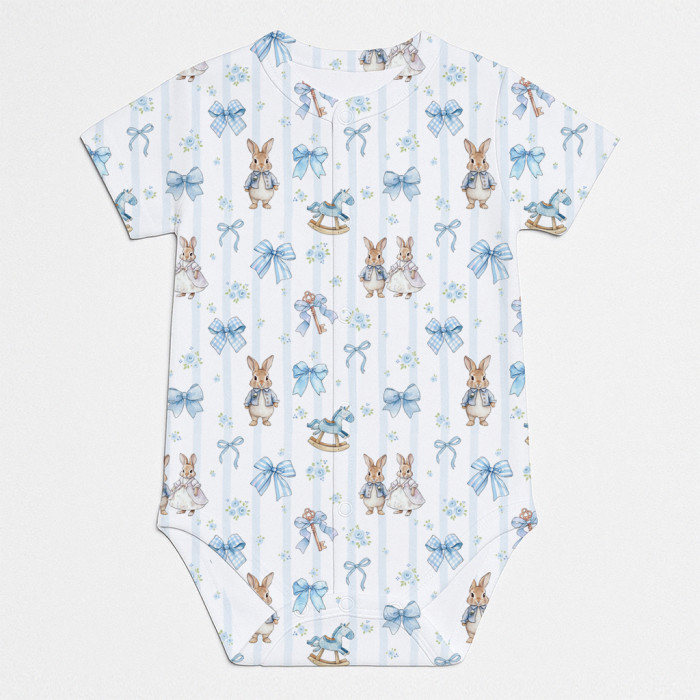 Боді Передня застібка з коротким рукавом для немовлят BSHL009  LULU BLUE