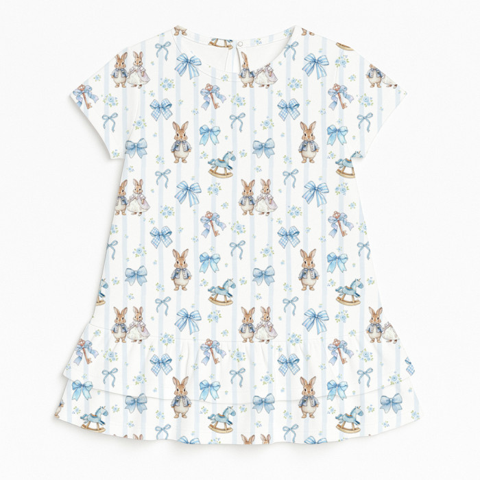 Сукня  з коротким рукавом і оборкою з бавовни Supima DR002 LULU BLUE