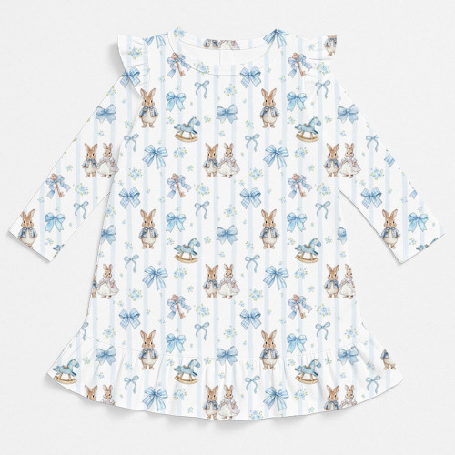 Очаровательное платье для сна с рюшами и длинным рукавом DR010 LULU BLUE