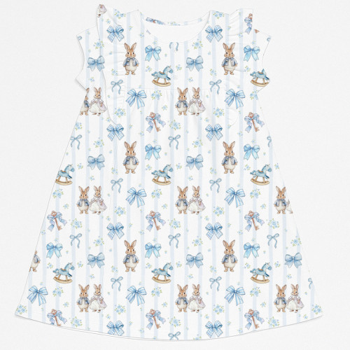Платье с коротким рукавом и оборкой из хлопка Supima DR018 LULU BLUE