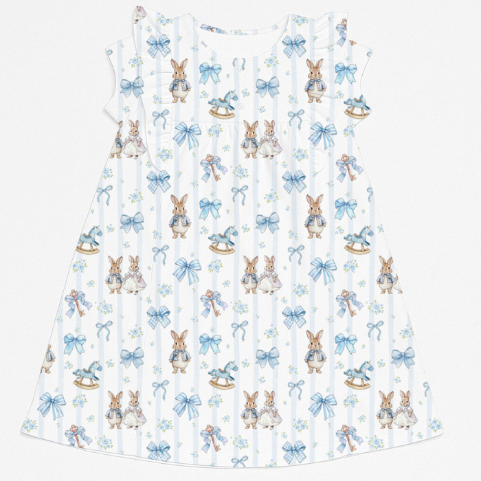 Сукня  з коротким рукавом і оборкою з бавовни Supima DR018 LULU BLUE