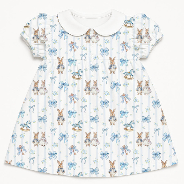 Сукня  з коротким рукавом і оборкою з бавовни Supima DR019CL LULU BLUE