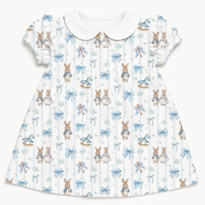 Сукня  з коротким рукавом і оборкою з бавовни Supima DR019CL LULU BLUE
