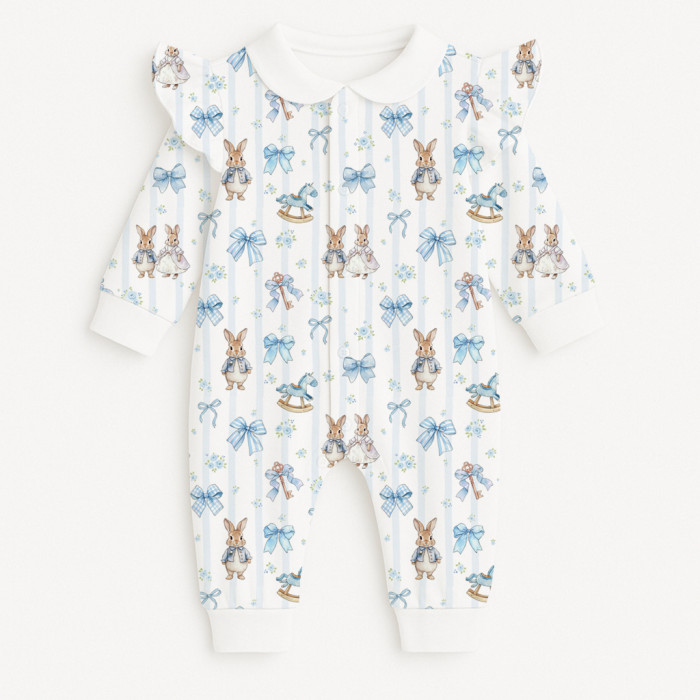 Ромпер з довгим рукавом з комiрцем i рюшками  K070CL LULU BLUE