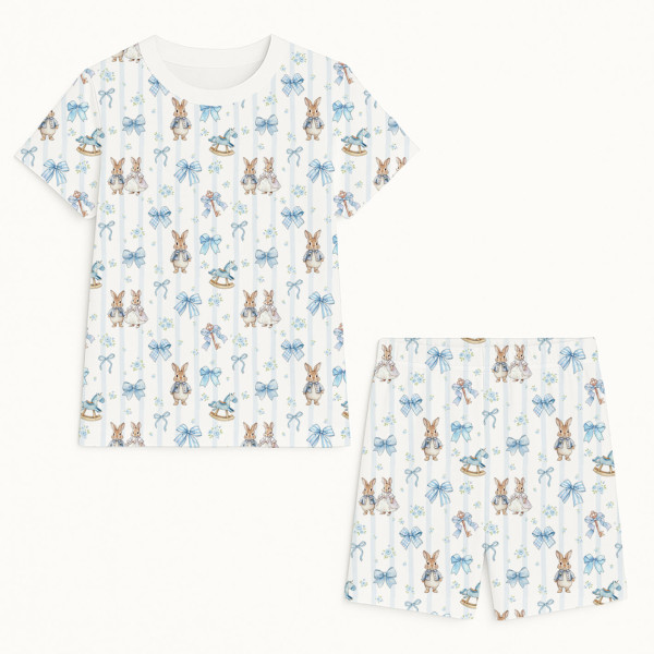Комфортний комплект із органічного піма котону з коротким рукавом PJ005 LULU BLUE