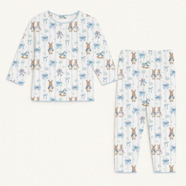 Дитяча піжама з довгим рукавом з 100% pima котона PJ025 LULU BLUE