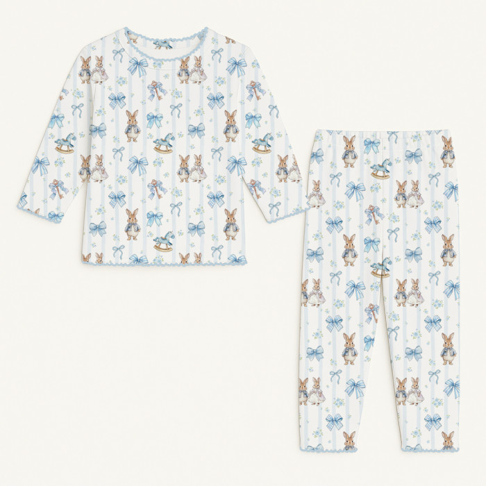 Дитяча піжама з довгим рукавом з 100% pima котона PJ025 LULU BLUE