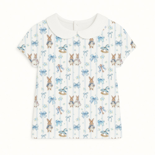 Футболка с коротким рукавом для мальчиков и девочек с воротником TSH001CL LULU BLUE
