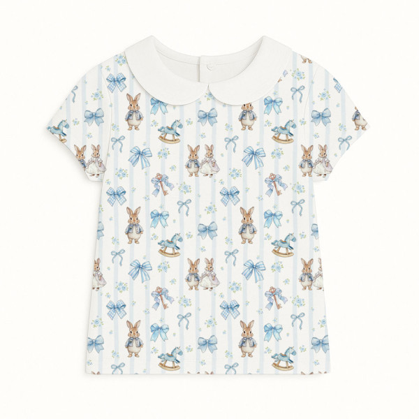 Футболка с коротким рукавом для мальчиков и девочек с воротником TSH001CL LULU BLUE