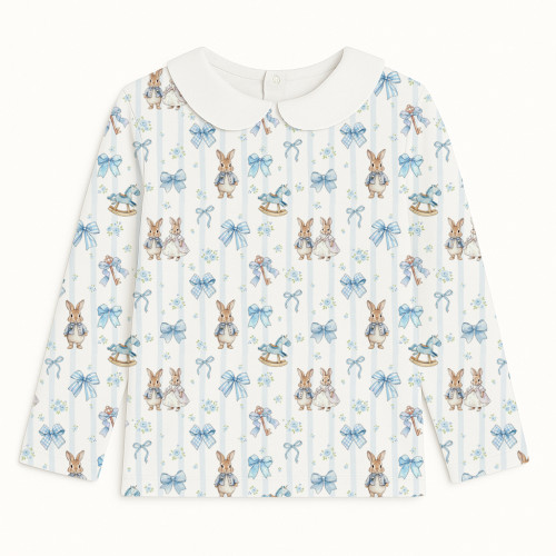 Футболка с длинным рукавом для мальчиков и девочек  з комiрцем TSH002CL LULU BLUE