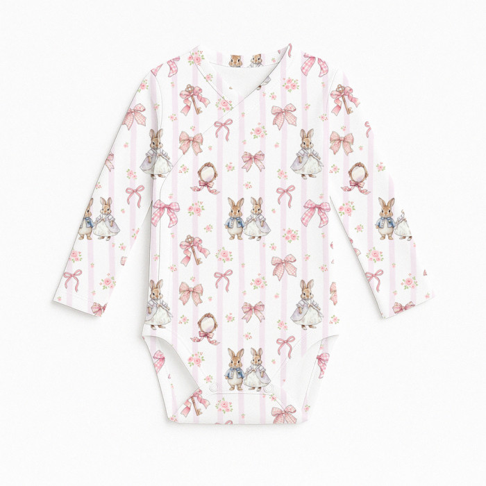 Боді Kimono з довгим рукавом для немовлят BLS004 LULU PINK